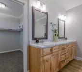 Torridon master bathroom and closet made by Pratt Homes, Tyler, Texas