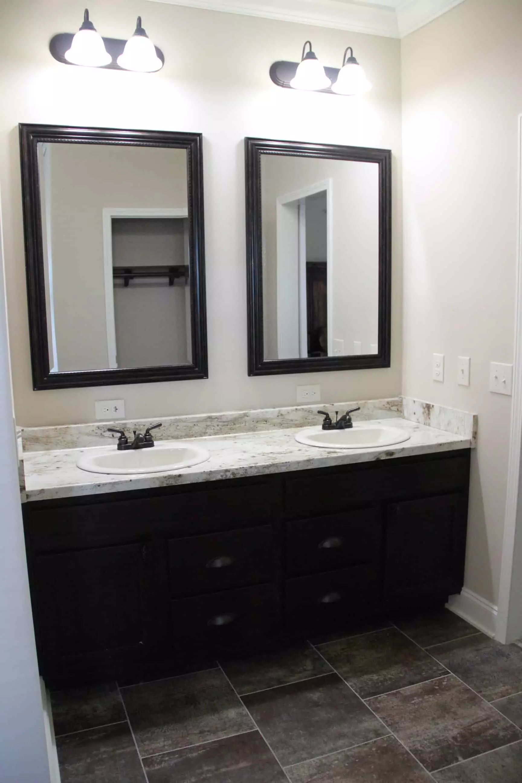 Finished bathroom from house model Brian Ritz Pratt Homes, Tyler, Texas
