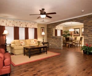 Georgetown Modular Home living room made by Pratt Homes, Tyler, Texas