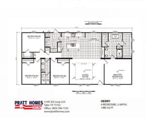 Floor plans for house model Henry Pratt Homes, Tyler, Texas