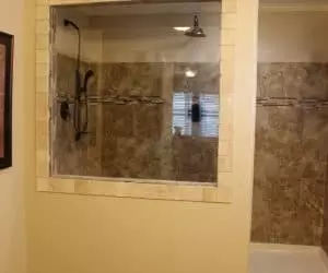 Shower in the house model Offset made by Pratt from Tyler TX
