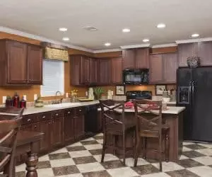 Plateau Modular Home furnished kitchen made by Pratt from Tyler Texas
