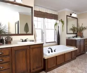 Bathroom from modular house model Adirondack made by Pratt Homes, Tyler, Texas