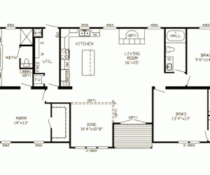 Floor plan from modular house model Adirondack made by Pratt Homes, Tyler, Texas