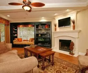Washington Modular Home living room with the fireplace