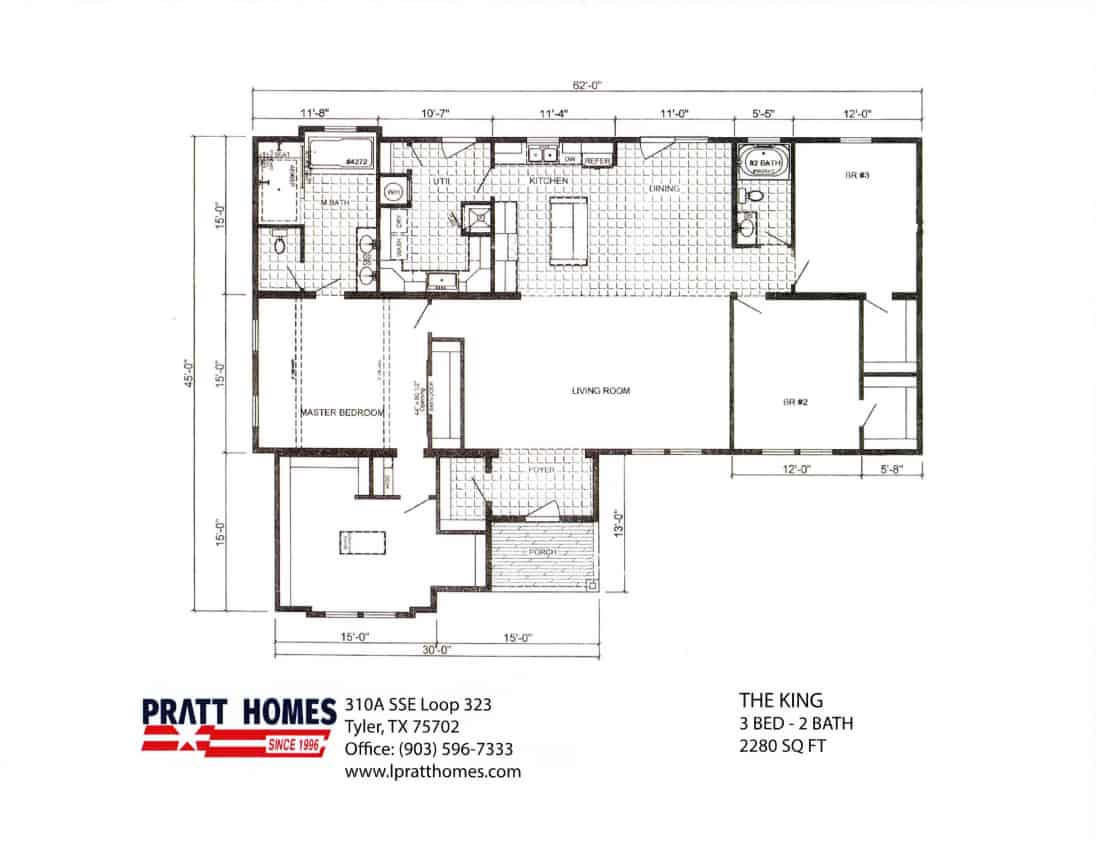 Floor plans for Home model The King Pratt Homes, Tyler, Texas