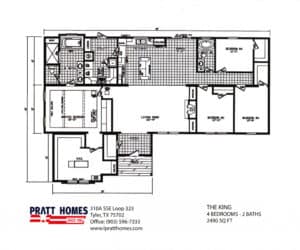 Floor plans for Home model The King made by Pratt Homes, Tyler, Texas