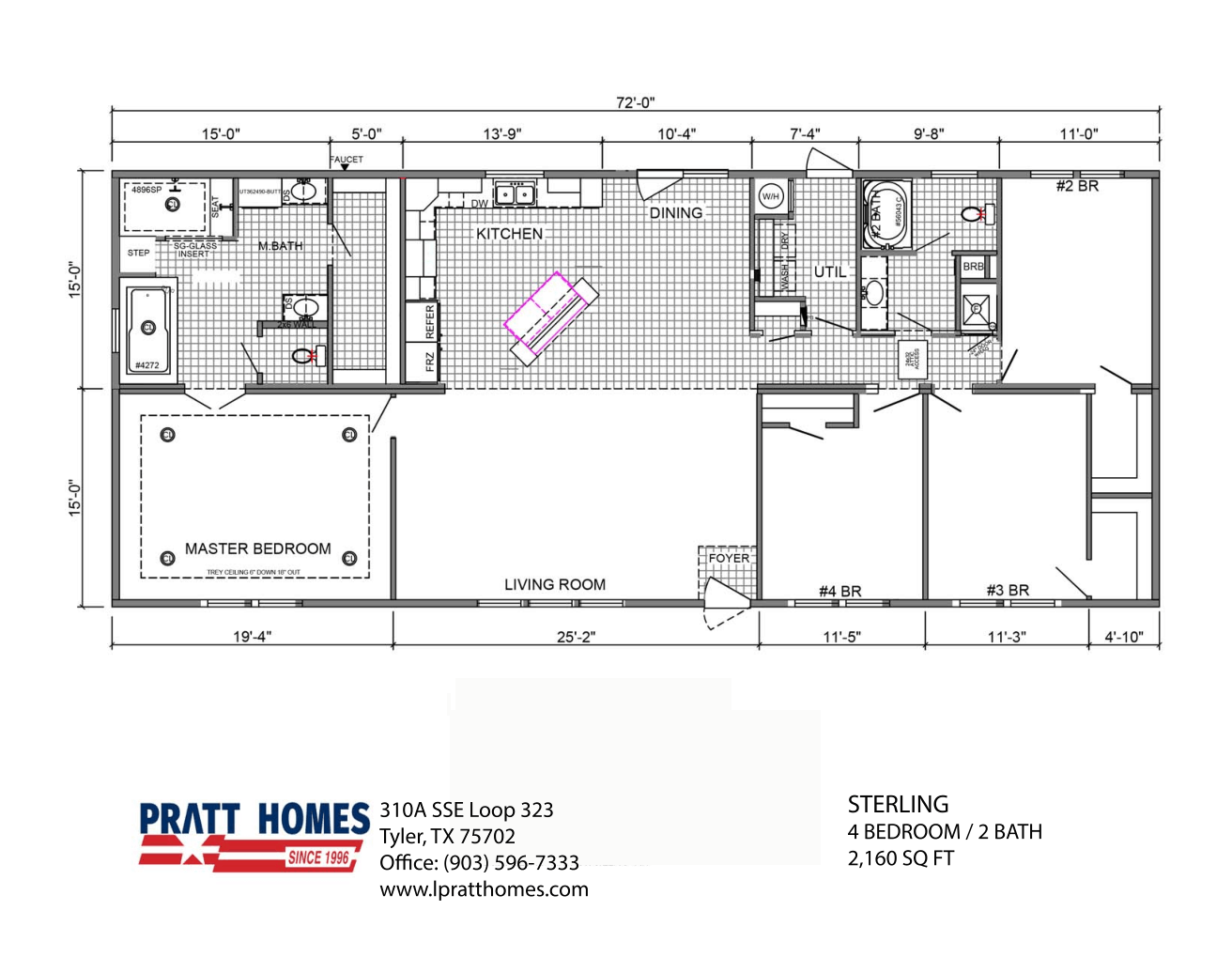 Floor Plan for house model Sterling Pratt Homes, Tyler, Texas