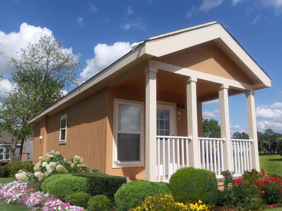 Exterior of incredible tiny home model Elizabeth made by Pratt Homes, Tyler, Texas