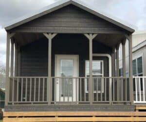 Front exterior of incredible tiny home model Titus made by Pratt Homes, Tyler, Texas
