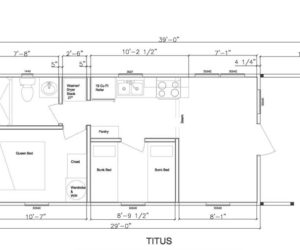 Floor plan for affordable tiny home model Titus Pratt Homes, Tyler, Texas