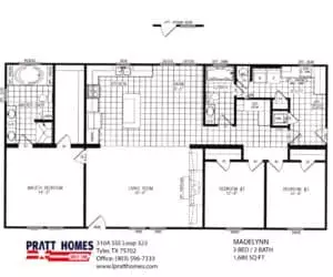 Floor plans for Home model Madelynn made by Pratt Homes, Tyler, Texas