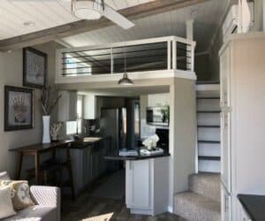 Interior of incredible tiny home Seaside made by Pratt Homes, Tyler, Texas