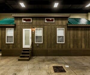 The exterior of the affordable tiny home Mountain Cabin made by Pratt Homes, Tyler, Texas