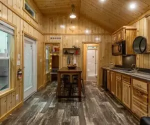 Kitchen from the affordable tiny home Mountain Cabin made by Pratt Homes