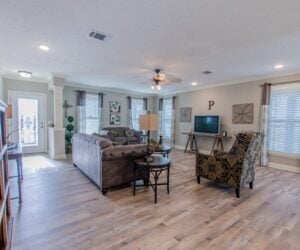 Furnished living room of Modular Home Sequoia V2 Pratt Homes, Tyler, Texas