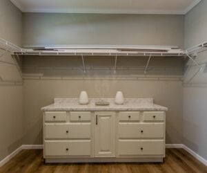Master closet in the house model Lakeside made by Pratt Homes from Tyler