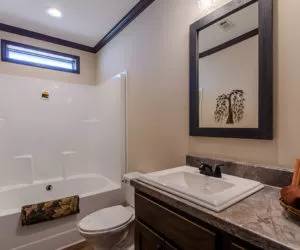 bathroom in house model double offset made by pratt homes tyler texas